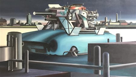 Giuseppe Caccamo SOVRASTRUTTURA olio su tela, cm 60x120 sul retro: firma,...