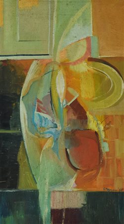 Giancarlo Tognoni FIORITURA olio su tela, cm 45x25 firma e data eseguito nel...