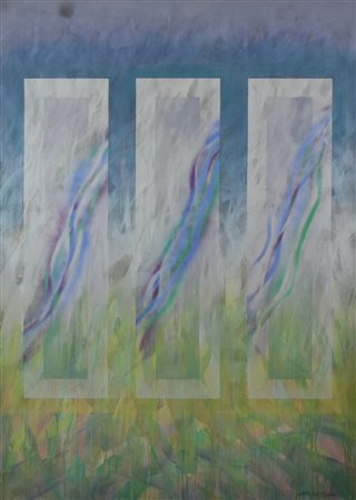 Noriaki Takahashi VISIONE 1 olio e tecnica mista su tela, cm 190x130 firma e...