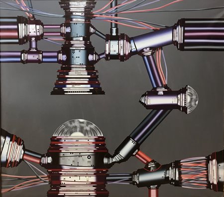 Franco Dellerba PROGETTAZIONE INUTILE acrilico su tela, cm 120x130 sul retro:...