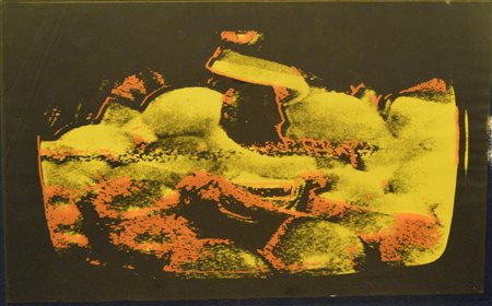 Mario Schifano SENZA TITOLO serigrafia su cartoncino con intervento...