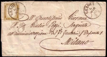 SARDEGNA/REGNO D'ITALIA 1862 (6 mar.)
Lettera in tariffa militari, da Genova pe