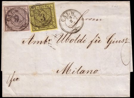 INCOMING MAIL: LOMBARDO-VENETO
Württemberg 1854 (24 feb.)
Lettera senza testo d