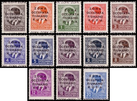 ZONA FIUMANO KUPA
Occupazione italiana 1941
Serie "corta" di 13 valori soprasta