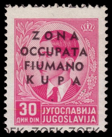 ZONA FIUMANO KUPA
Occupazione italiana 1941
30d. rosa lilla soprastampato "ZONA