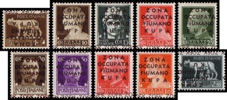 ZONA FIUMANO KUPA
Occupazione italiana 1941
Serie completa di 10 valori "ZONA /