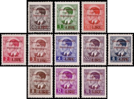 MONTENEGRO
Occupazione italiana 1942
Serie completa di 11 valori soprastampati