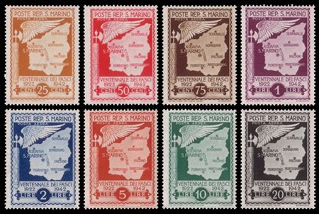 SAN MARINO 1943
Posta aerea non emessa "Cartina di San Marino con fascio e ala"