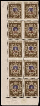 SAN MARINO 1946
Minifoglio. 10 lire/50 lire "Pro Opere Assistenza", non piegato