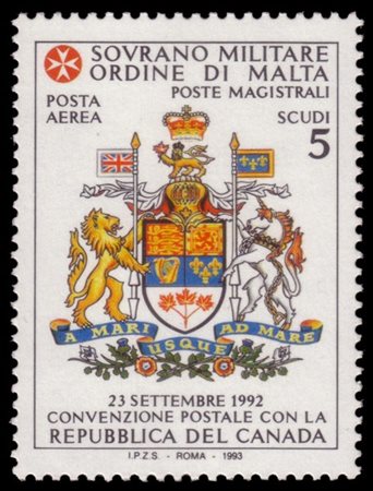 S.M.O.M. 1993
Posta aerea. "Convenzione postale con il Canada" con dicitura err