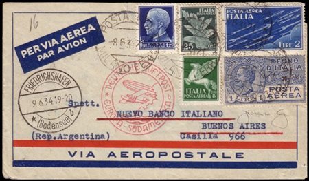 ITALY
Zeppelin 1934 (jun. 8)
1. Südamerikafahrt. Cover from Milan, via Friedric