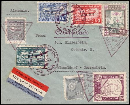 PARAGUAY
Zeppelin 1934 [may 5/jun. 1)]
1. Südamerikafahrt. Cover from Asunción,