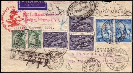 ROMANIA
Zeppelin 1933 (jull. 20)
4. Südamerikafahrt. Cover from Timisoara, via