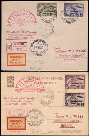 RUSSIA
Zeppelin 1931
One cover and one postcard from Leningrad to icebreaker "M