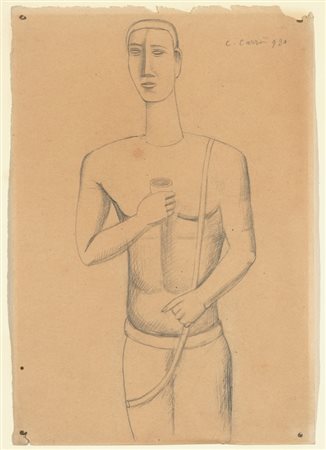 Carlo Carrà Quargnento (Al) 1881 - Milano 1966 Uomo col bicchiere, 1920...