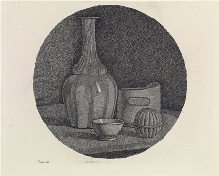 Giorgio Morandi Bologna 1890 - 1964 Grande natura morta circolare con...