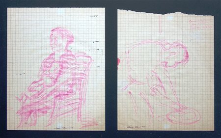 ERNESTO TRECCANI, Gennarino che si lava, Donna con bambino (dittico), 1955