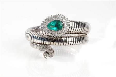 Bracciale  a serpente  con smeraldo