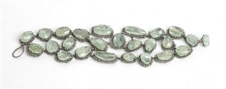 BRACCIALE MANCHETTE IN ACQUAMARINE E FILIGRANA DI FERRO 