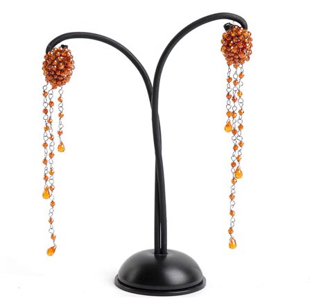 PARURE ANELLO E ORECCHINI PENDENTI IN ZIRCONI ARANCIONI E FILIGRANA DI FERRO 