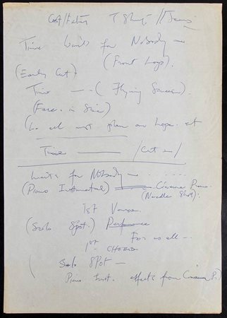 Freddy Mercury (1945-1991), appunti autografi