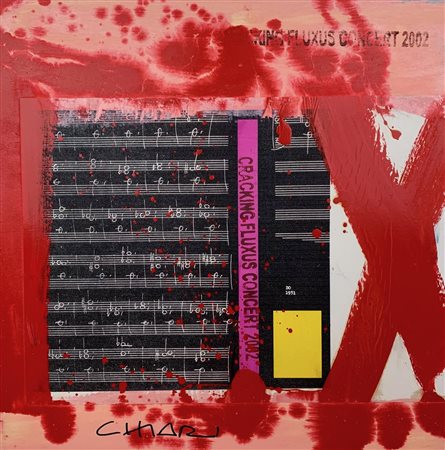 Giuseppe Chiari CRACKING FLUXUS CONCERT 2002 tecnica mista e collage su...