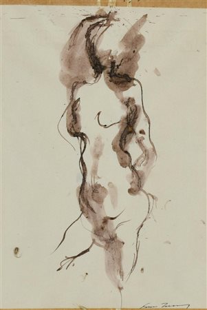 Ernesto Treccani NUDO FEMMINILE china su carta, cm 27x18 firma