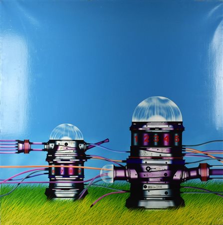 Franco Dellerba SENZA TITOLO acrilico su tela, cm 100x100 sul retro: firma e...