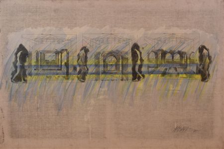 Noriaki Takahashi PROSPETTIVE ARCHITETTONICHE E FIGURE collage e tecnica...