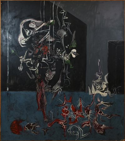 Giovanni Checchi LA GRANDE STANZA acrilico su tela, cm 160x140