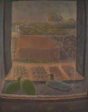 Eugenio Tomiolo ANATRE SULLA FINESTRA olio su tela, cm 100x80