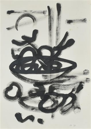 Eugenio Tomiolo SENZA TITOLO china su carta, cm 50x35 sigla e data eseguita...