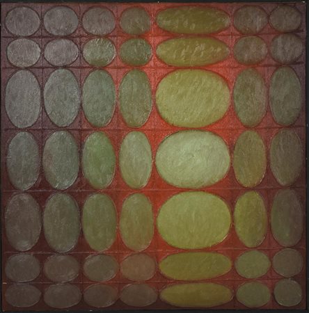 Giovanni Boffa TRACCIA 67 olio e applicazioni su tela, cm 60x60 sul retro:...