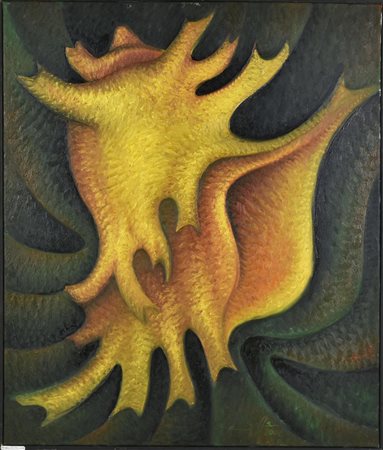 Giovanni Boffa EVOLUZIONE olio su tela, cm 70x60 firma e data sul retro:...