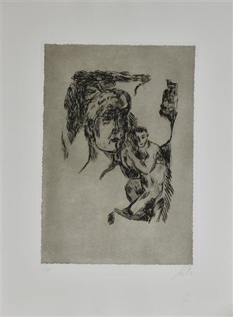 Sandro Chia SENZA TITOLO incisione su carta, battuta cm 62x44, su foglio cm...