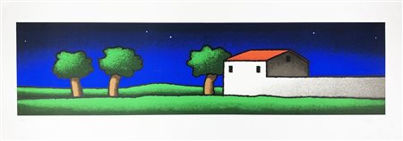 Tino Stefanoni NOTTURNO (IL CASCINALE) serigrafia su carta, cm 50x140; es....