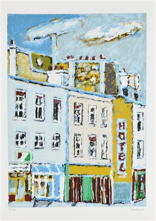 Orfeo Tamburi CASE PARIGINE litografia su carta Fabriano, cm 70x50 esemplare...