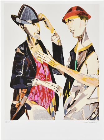 Remo Brindisi DUE FIGURE litografia su carta Fabriano, cm 70x50 esemplare...