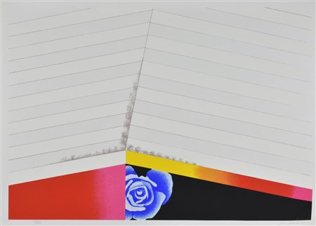 Concetto Pozzati ROSA BLU serigrafia su carta, cm 50x70; es. 56/150 firma