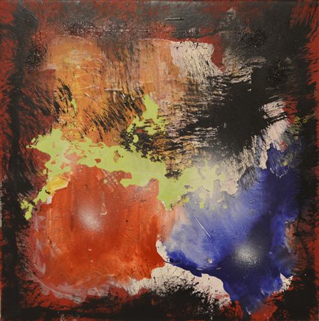 Dalila Crotti CORALLI acrilico su pelle artificiale, cm 49x49 sul retro:...