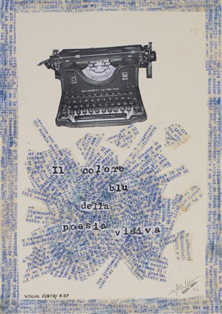 Gino Gini VISUAL POETRY N.07 collage su carta intelata, cm 29,7x21 eseguito...