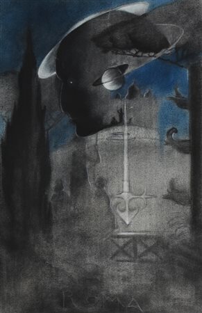 Filippo Sambuy HOTEL LOCARNO acrilico su tela, cm 60x40 sul retro: firma,...