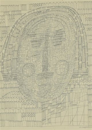 Alberto Longoni TESTA china su carta, cm 31x22 firma e data eseguita nel 1961