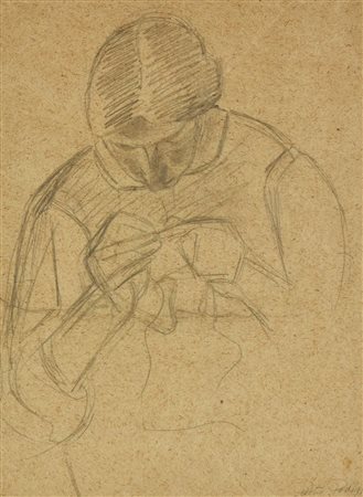 Pietro Parigi LA SORELLA CHE CUCE matita su carta, cm 33x24 firma e data...