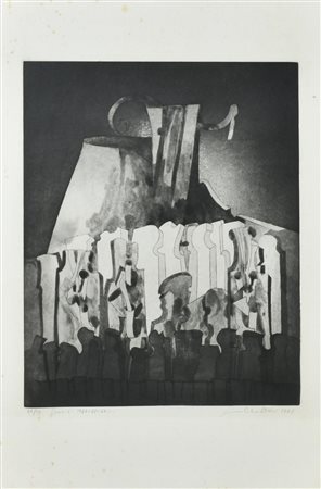 Gianni Pozzi GRECIA acquaforte acquatinta su carta, battuta cm 40,5x31,4, su...