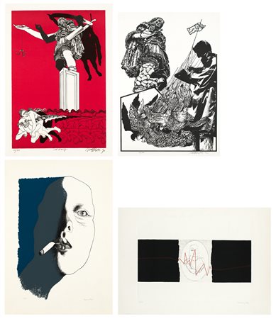 AUTORI VARI (TRUBBIANI, PORZANO) - Lotto unico di 4 opere grafiche