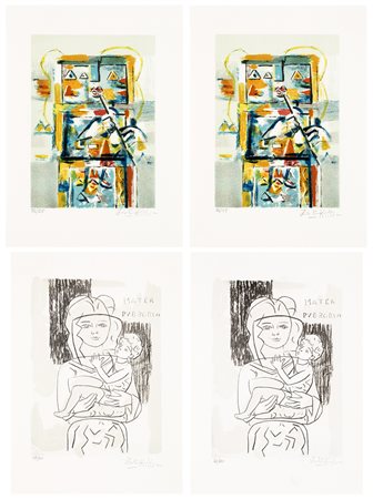 IBRAHIM KODRA (1918-2006) - Lotto unico di 4 litografie