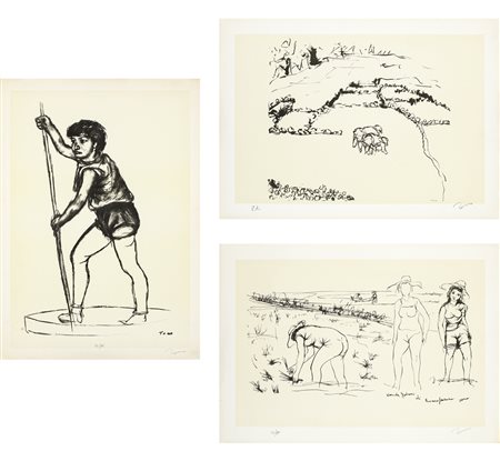 TONO ZANCANARO (1906-1985) - Lotto unico composto da 3 litografie