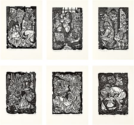 REMO WOLF (1912-2009) - Lotto unico di 6 xilografie