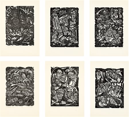 REMO WOLF (1912-2009) - Lotto unico di 6 xilografie